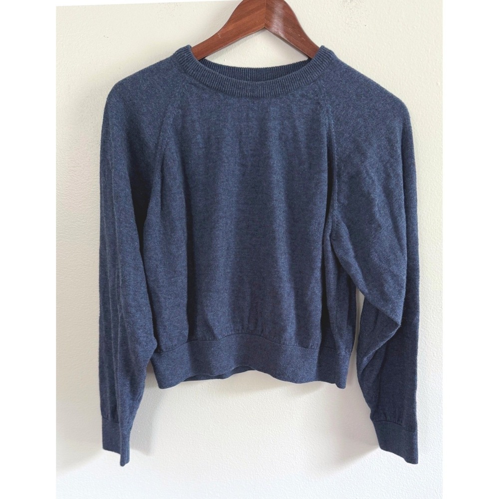 Christy Dawn Cotton Alpaca Blend Sweater‎ Navy Blue Cropped Raglan Pullover Sz S
